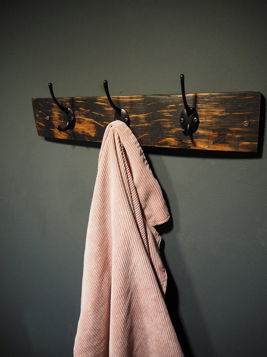 Rustic Handmade Coat Hook made using an Oak Whisky Barrel Stave