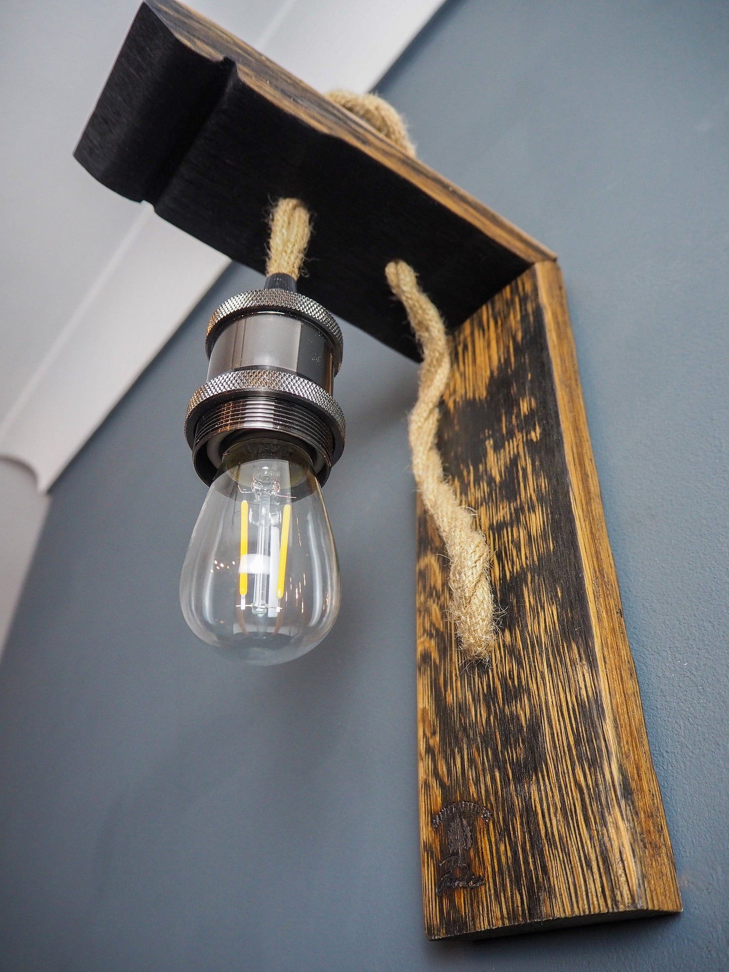 Rustic Handmade Wall Light made using an Oak Whisky Barrel