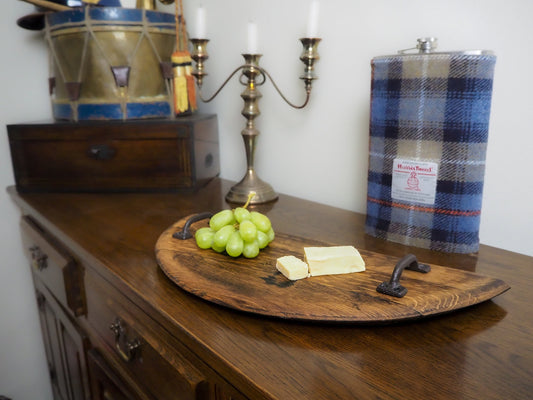 Rustic Handmade Charcuterie Cheese Serving Board made from an Oak Whisky Barrel