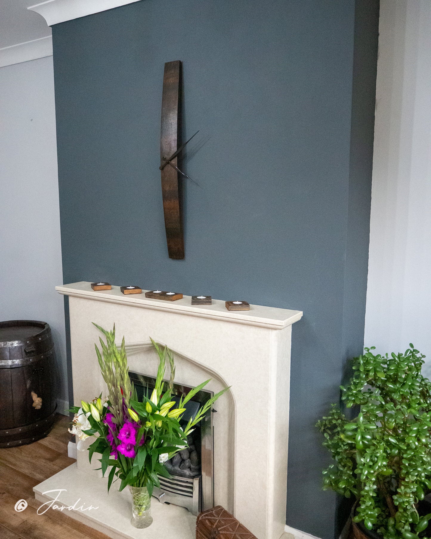 Rustic Handmade Long Clock made using an Oak Whisky Barrel
