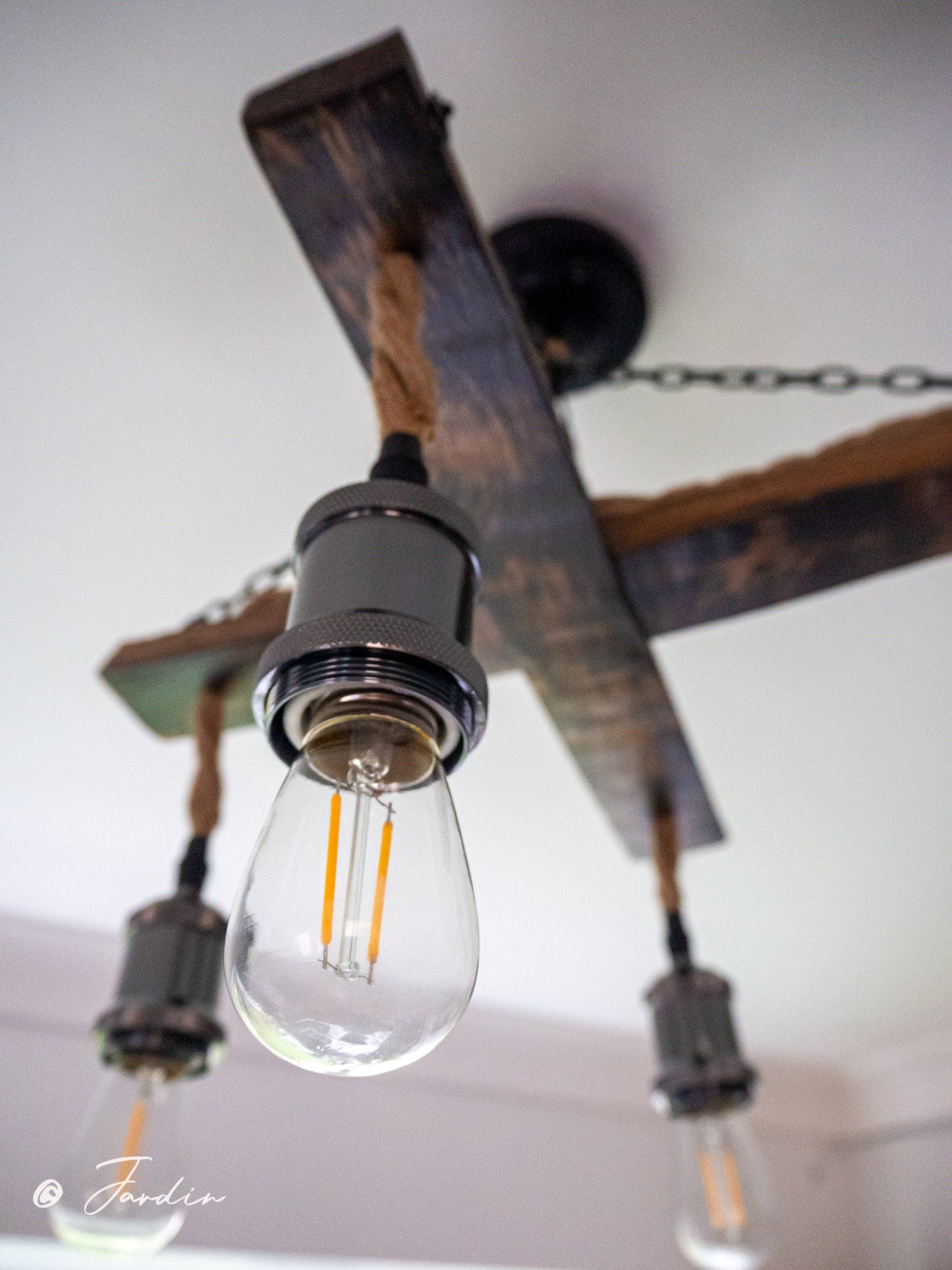 Rustic Handmade Mini Ceiling Light Fixture made using an Oak Whisky Barrel Stave