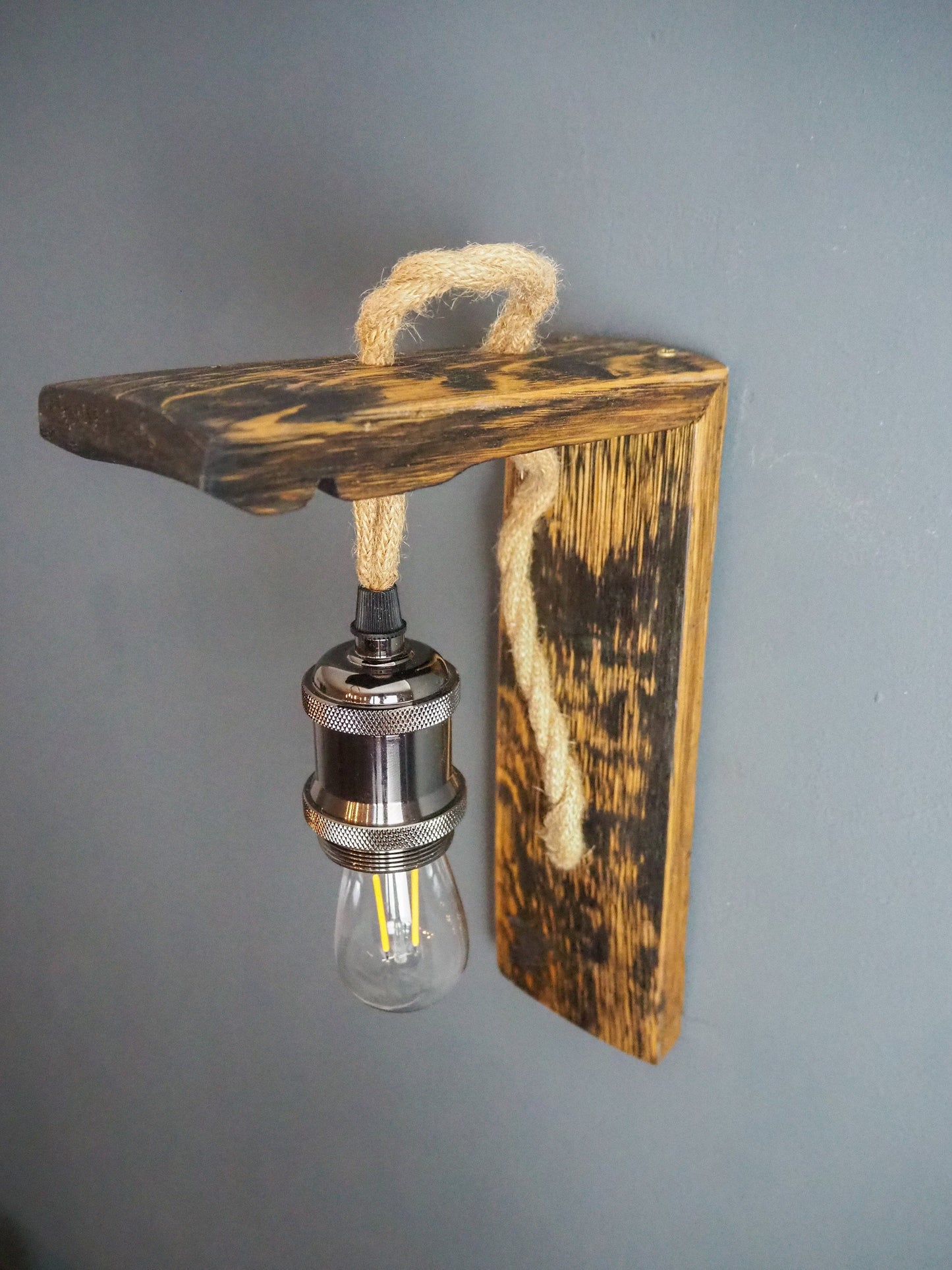 Rustic Handmade Wall Light made using an Oak Whisky Barrel
