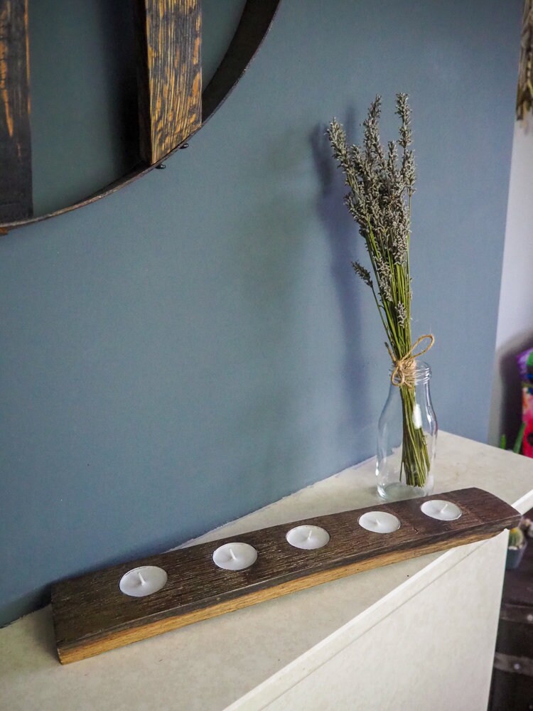 Rustic Handmade Tea Light Home Decor Gift made using an Oak Whisky Barrel