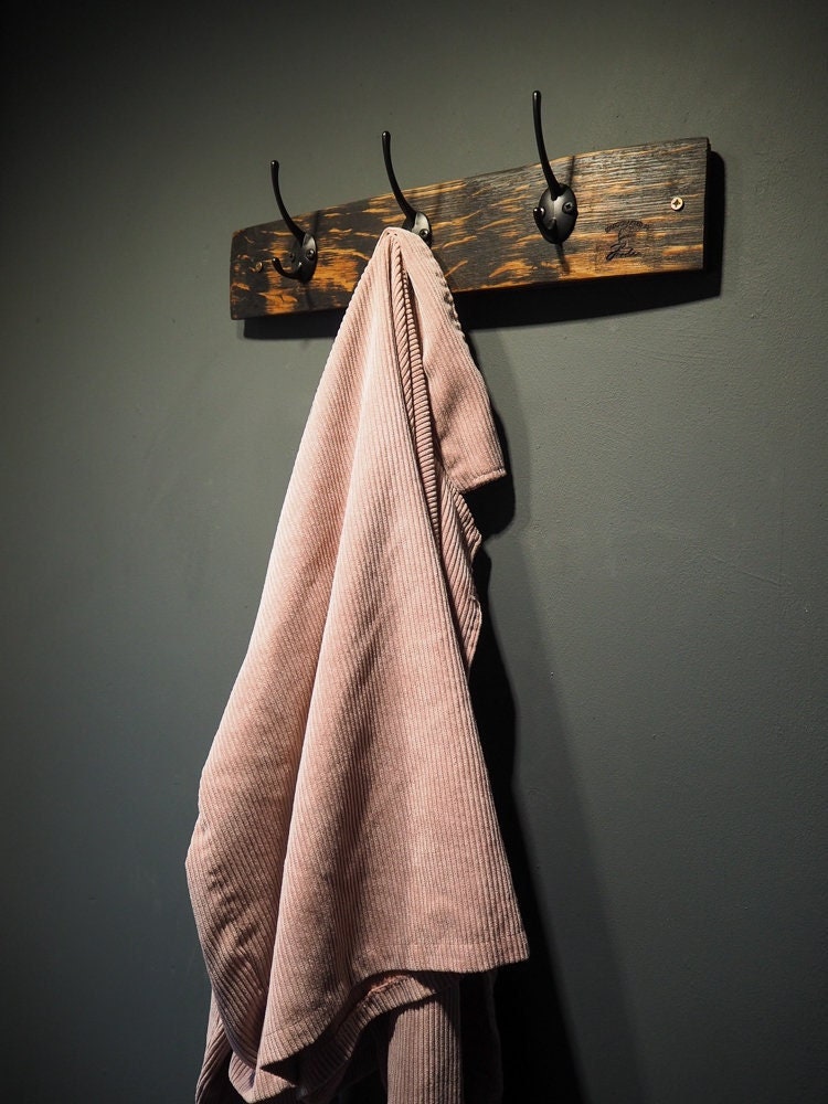 Rustic Handmade Coat Hook made using an Oak Whisky Barrel Stave