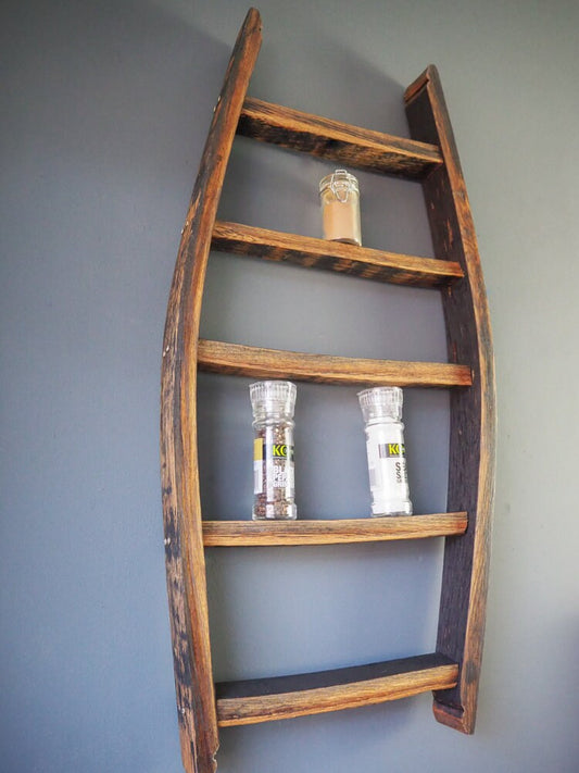 Rustic Handmade Spice Rack Home Kitchen Storage Decor made using an Oak Whisky Barrel