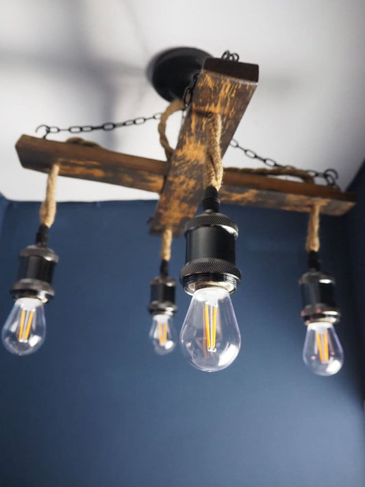 Rustic Handmade Mini Ceiling Light Fixture made using an Oak Whisky Barrel Stave