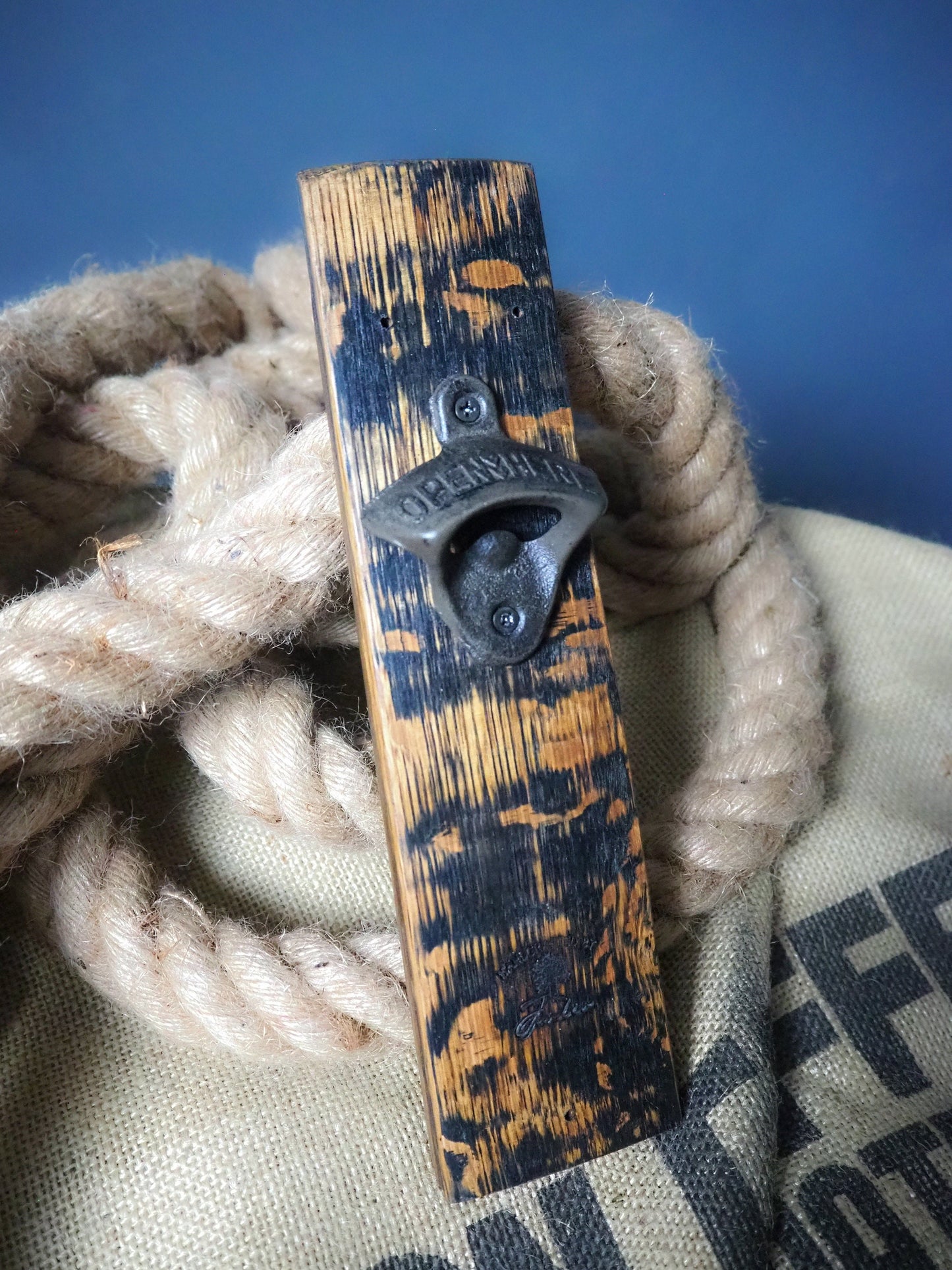 Rustic Handmade Wall Bottle Opener Gift made using an Oak Whisky Barrel