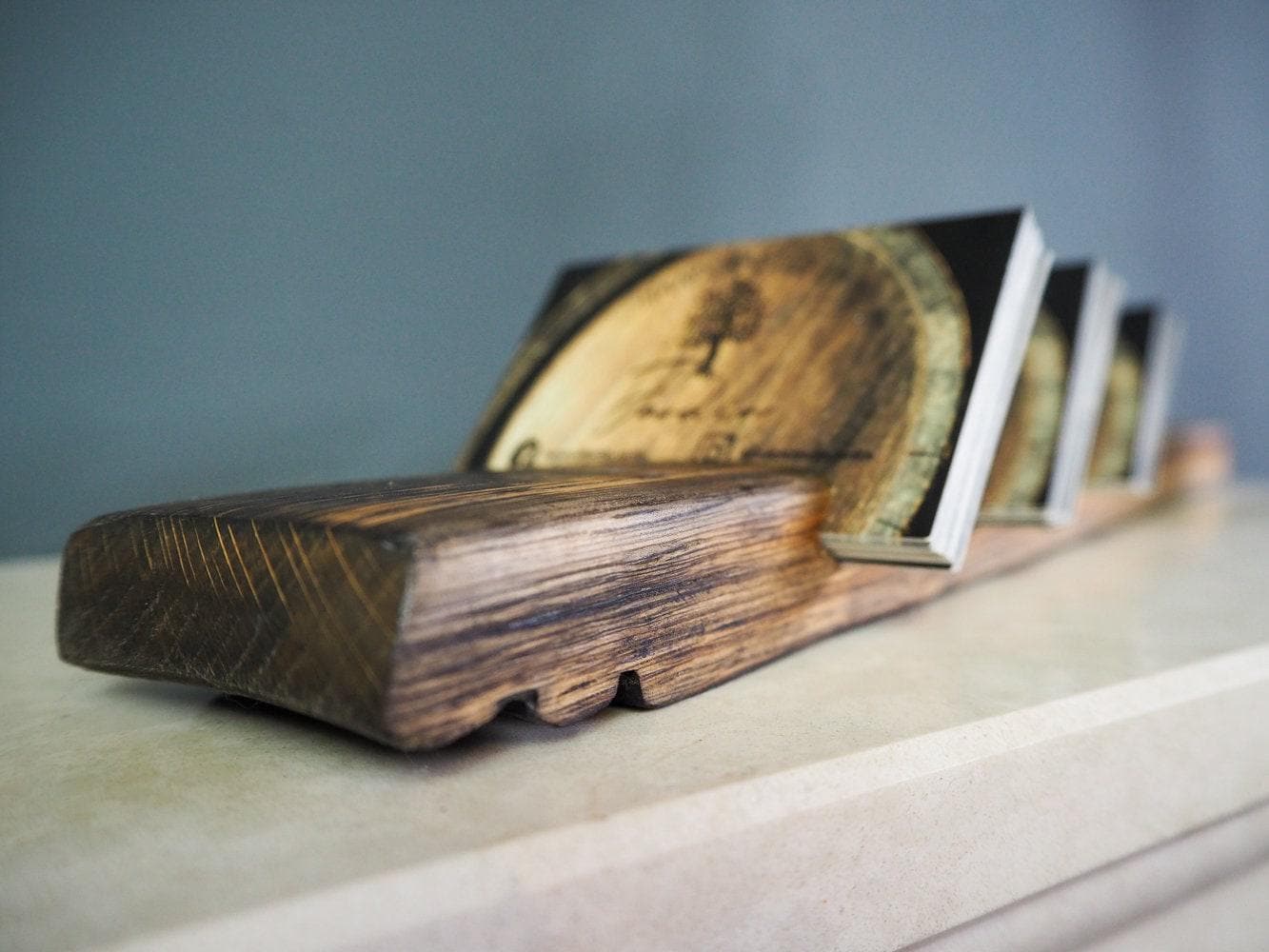 Rustic Handmade Business Card Holder made using an Oak Whisky Barrel Stave