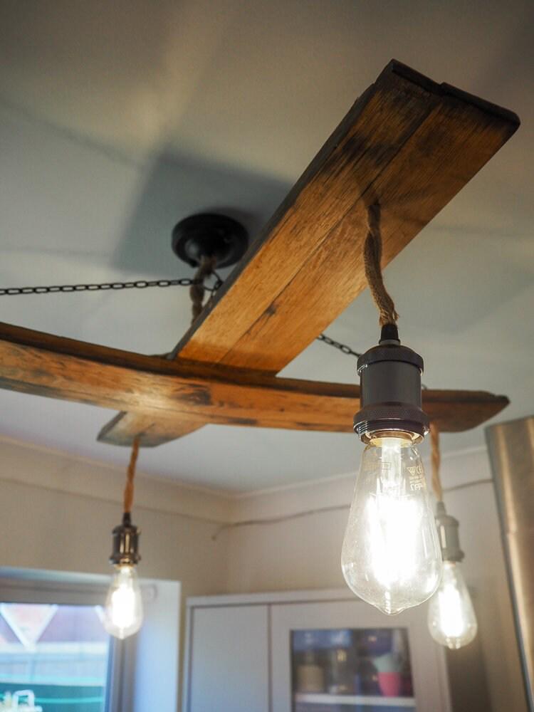 Rustic Handmade Large Cross Ceiling Light made using an Oak Whisky Barrel