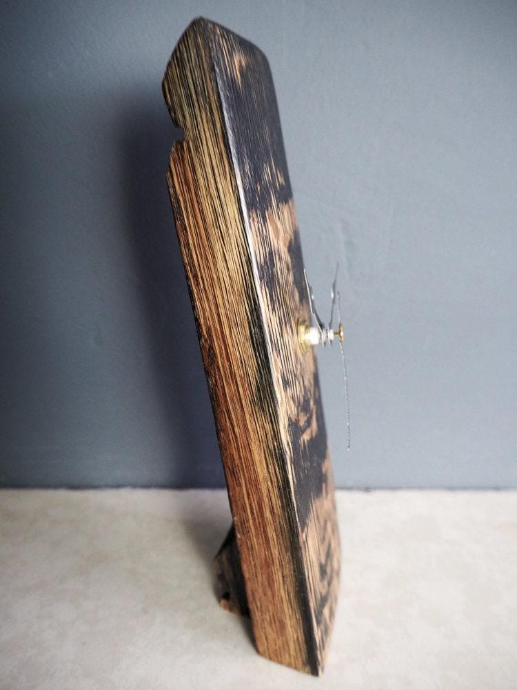 Rustic Handmade Small Mantel Clock made using an Oak Whisky Barrel Stave - non ticking