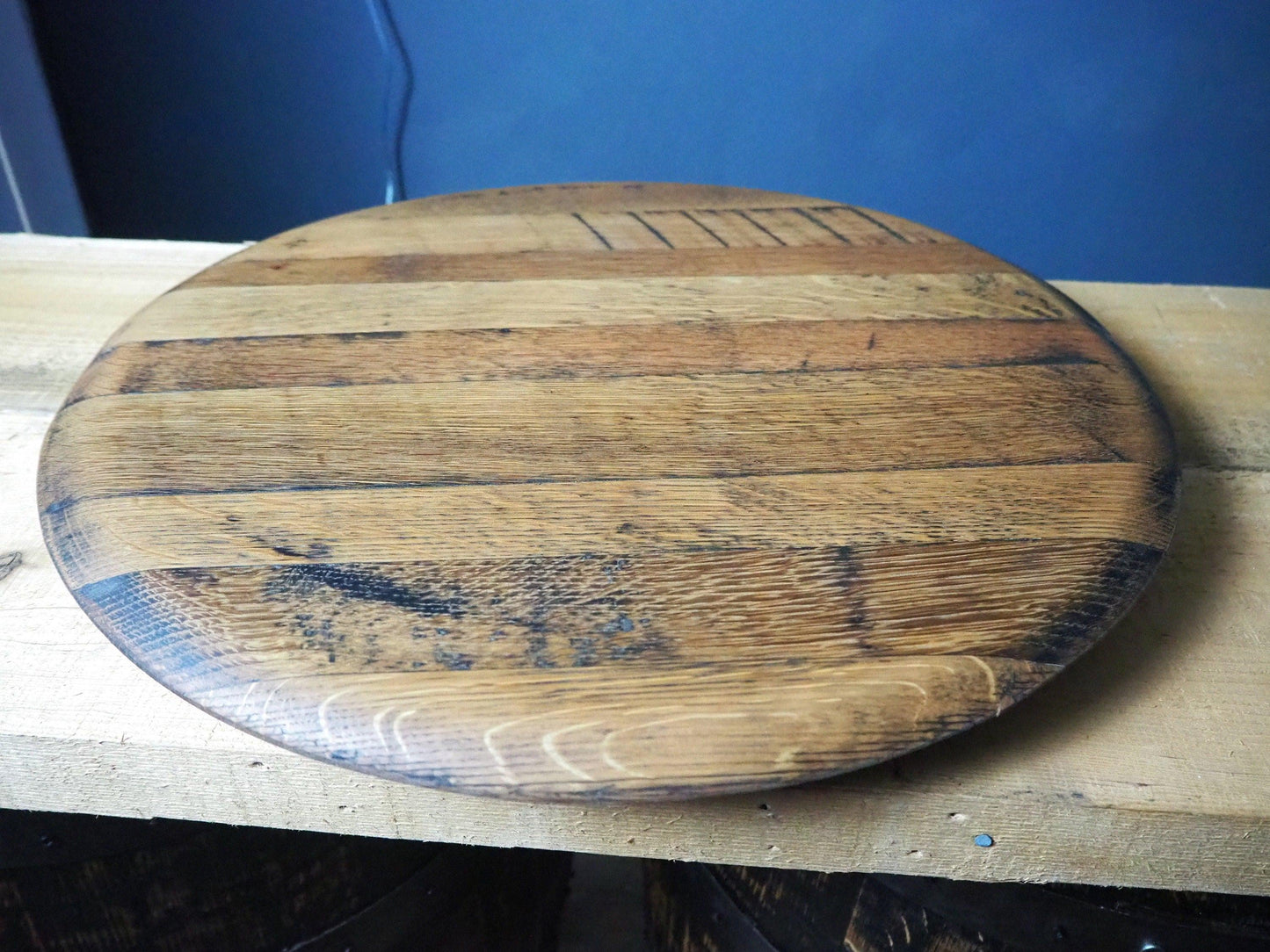 Rustic Handmade Lazy Susan made from an Oak Whisky Barrel