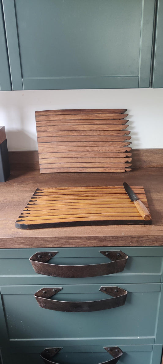 Rustic Handmade Stave Chopping Board made using Oak Whisky Barrel Staves