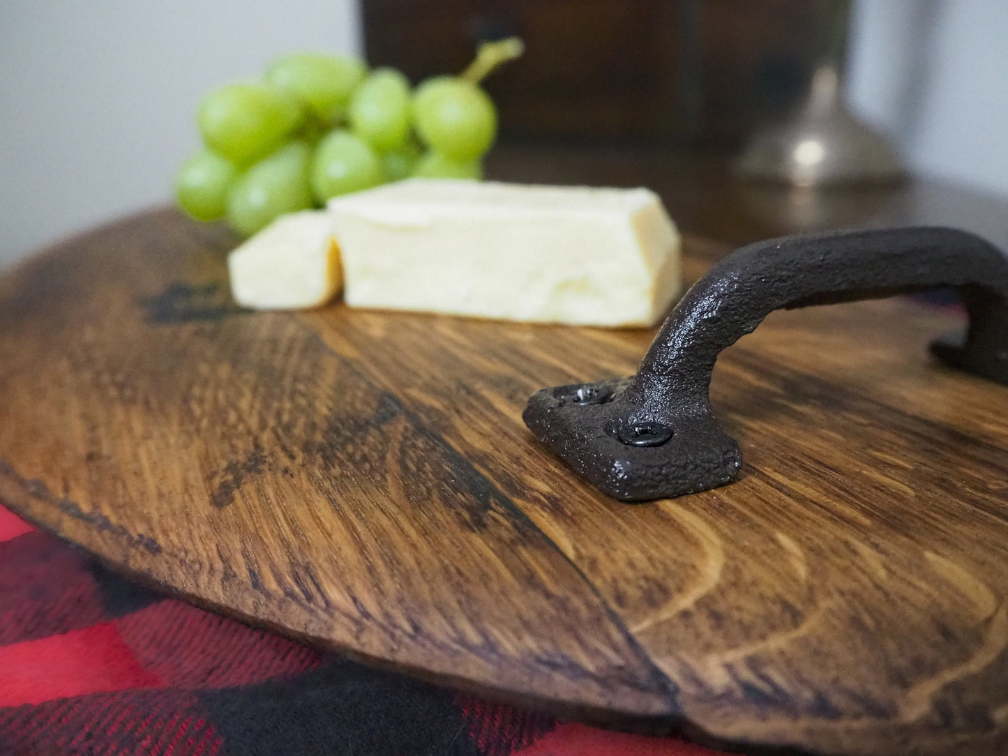 Rustic Handmade Charcuterie Cheese Serving Board made from an Oak Whisky Barrel
