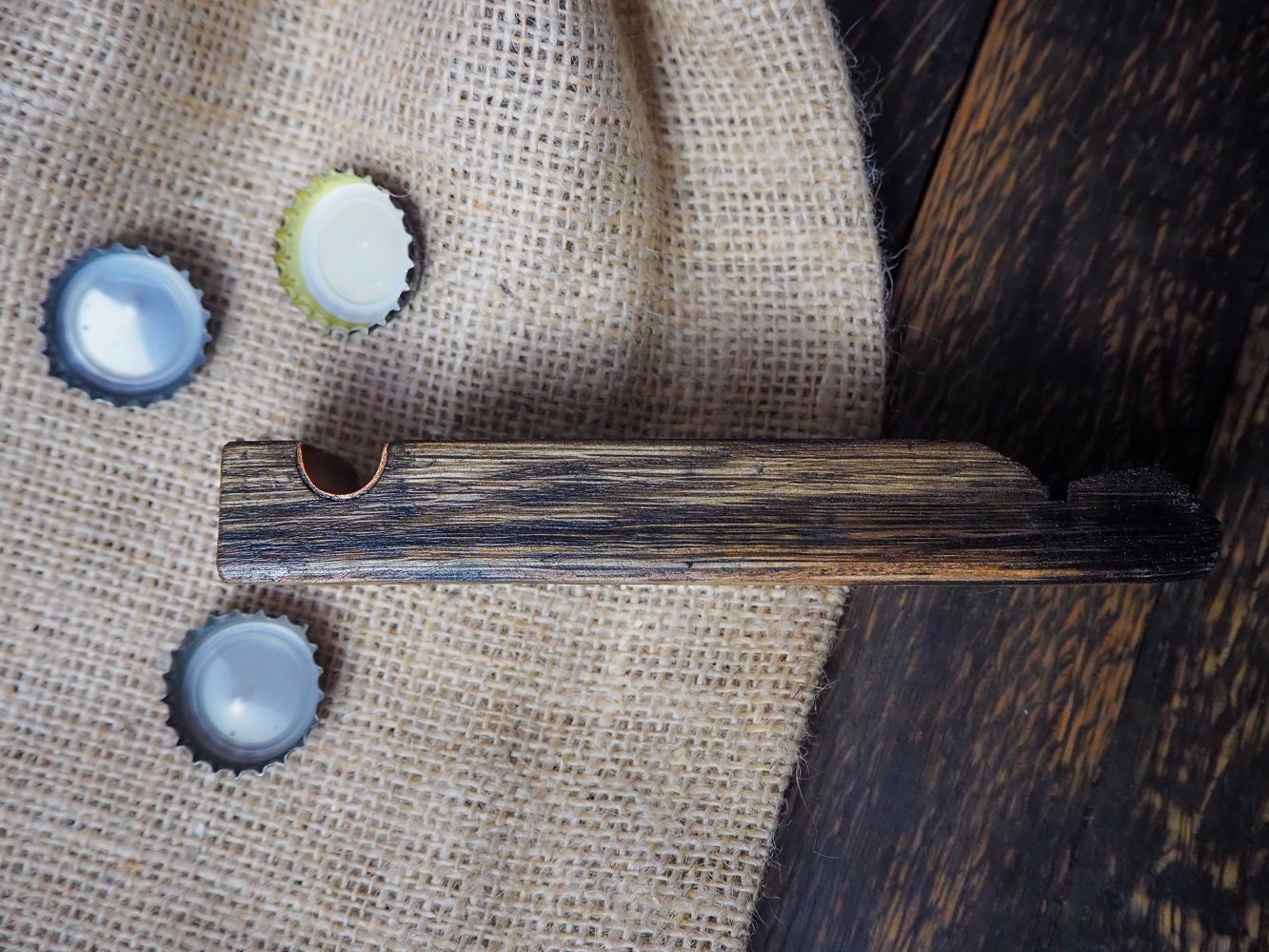 Rustic Handmade Bottle Opener Gift made from an Oak Whisky Barrel
