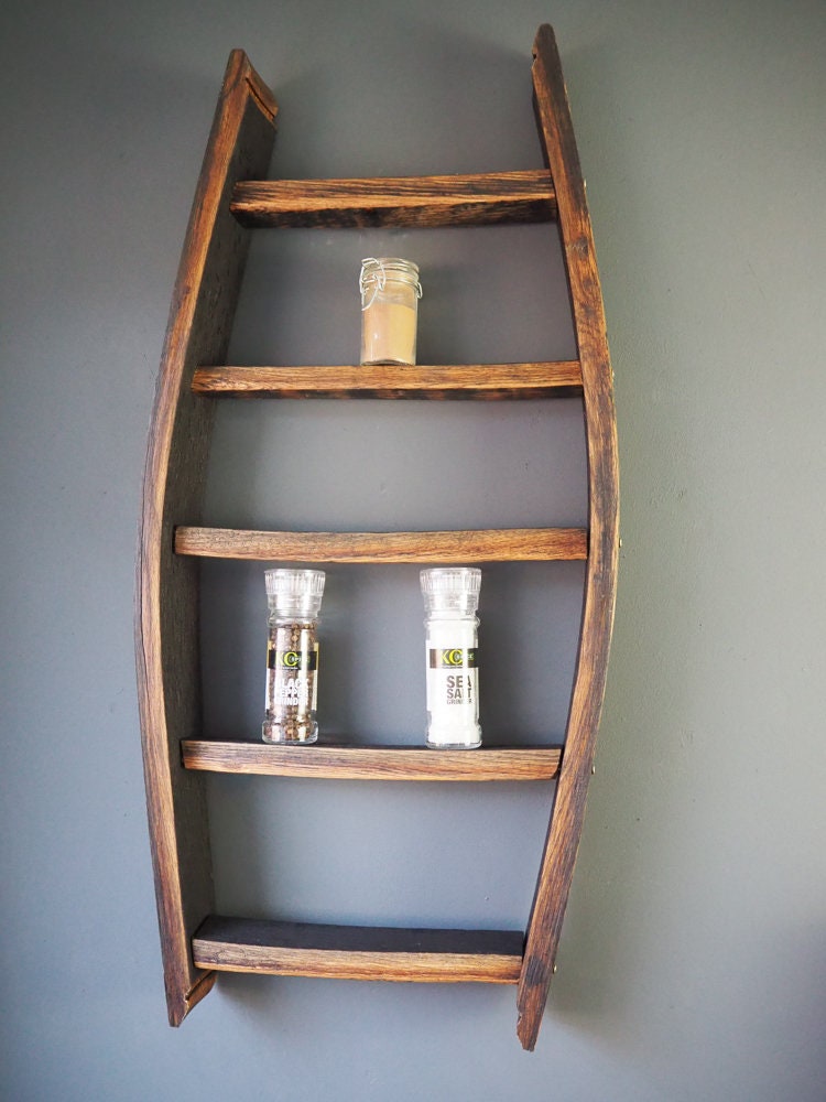 Rustic Handmade Spice Rack Home Kitchen Storage Decor made using an Oak Whisky Barrel