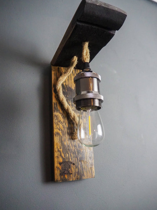 Rustic Handmade Wall Light made using an Oak Whisky Barrel